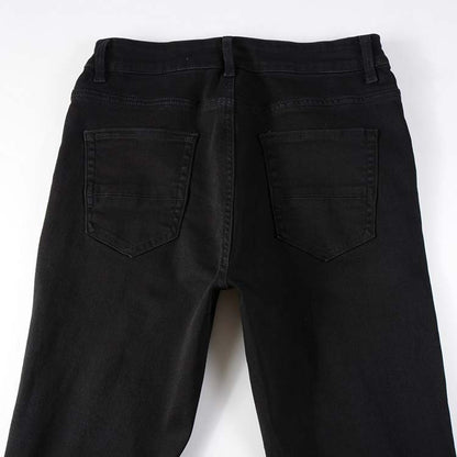 Jeans noir déchire patch en surpiqûre