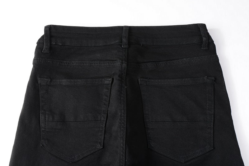 Jeans noir déchire patch en surpiqûre