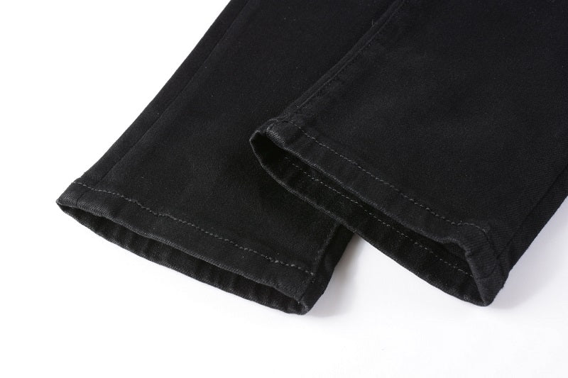 Jeans noir déchire patch en surpiqûre