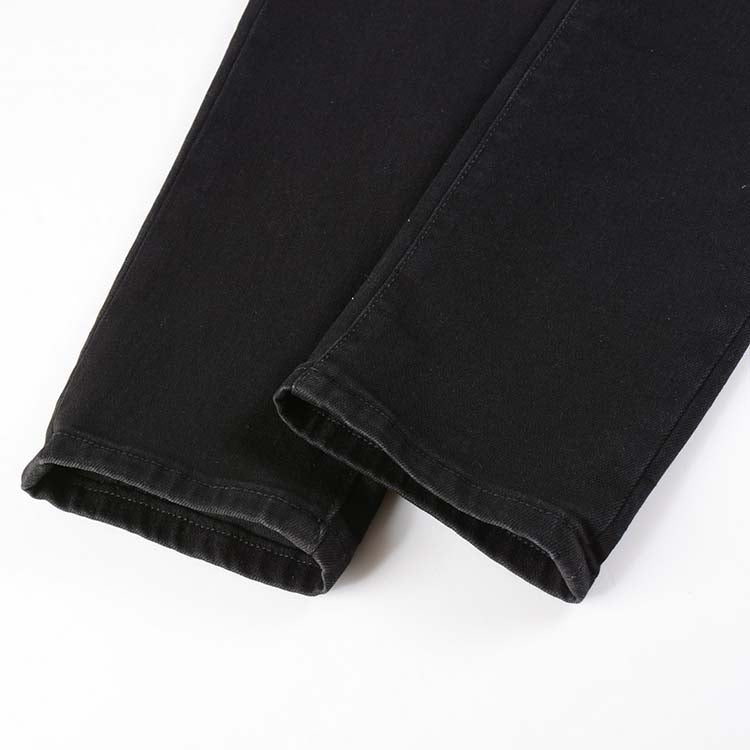 Jeans noir déchire patch en surpiqûre