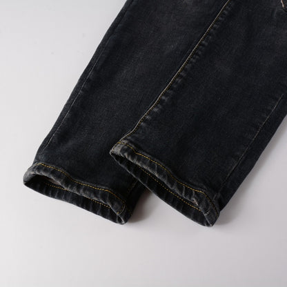 Jeans délavé déchire à patch clair