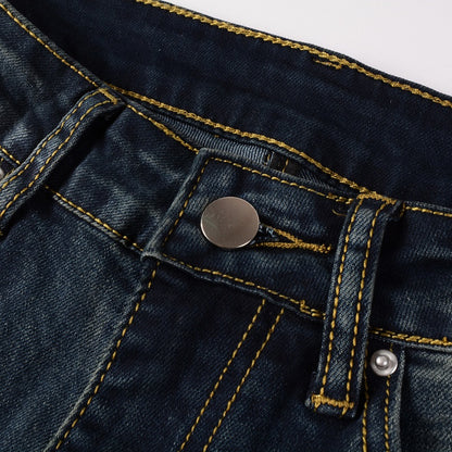 Denim coupure rempli avec patch délavé