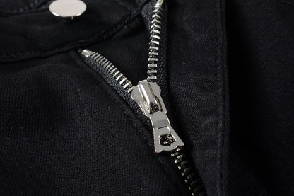 Jeans noir déchire patch en surpiqûre