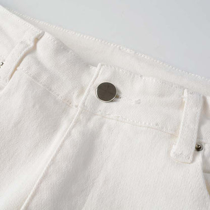 Jeans blanc déchire patch en surpiqûre