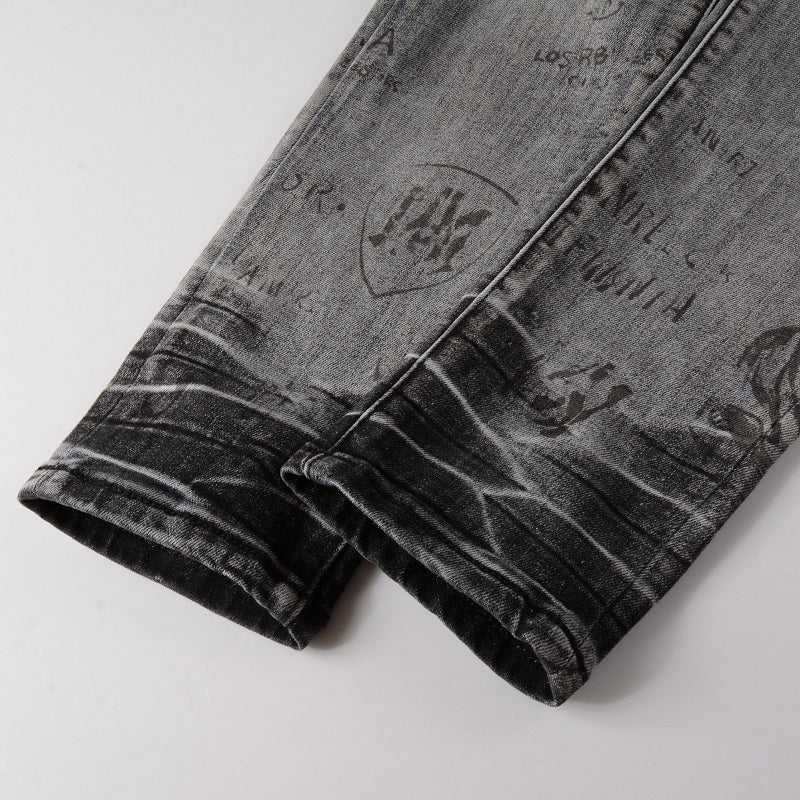 Jeans gris à motif discret