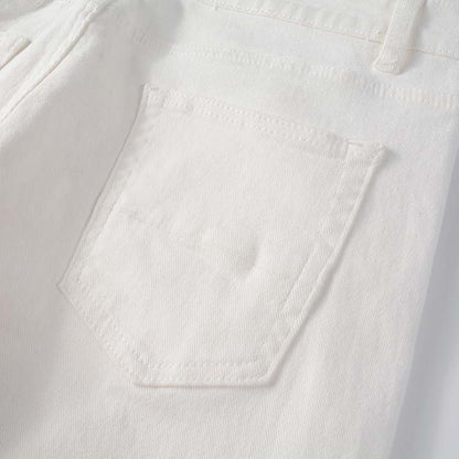 Jeans blanc déchire patch en surpiqûre